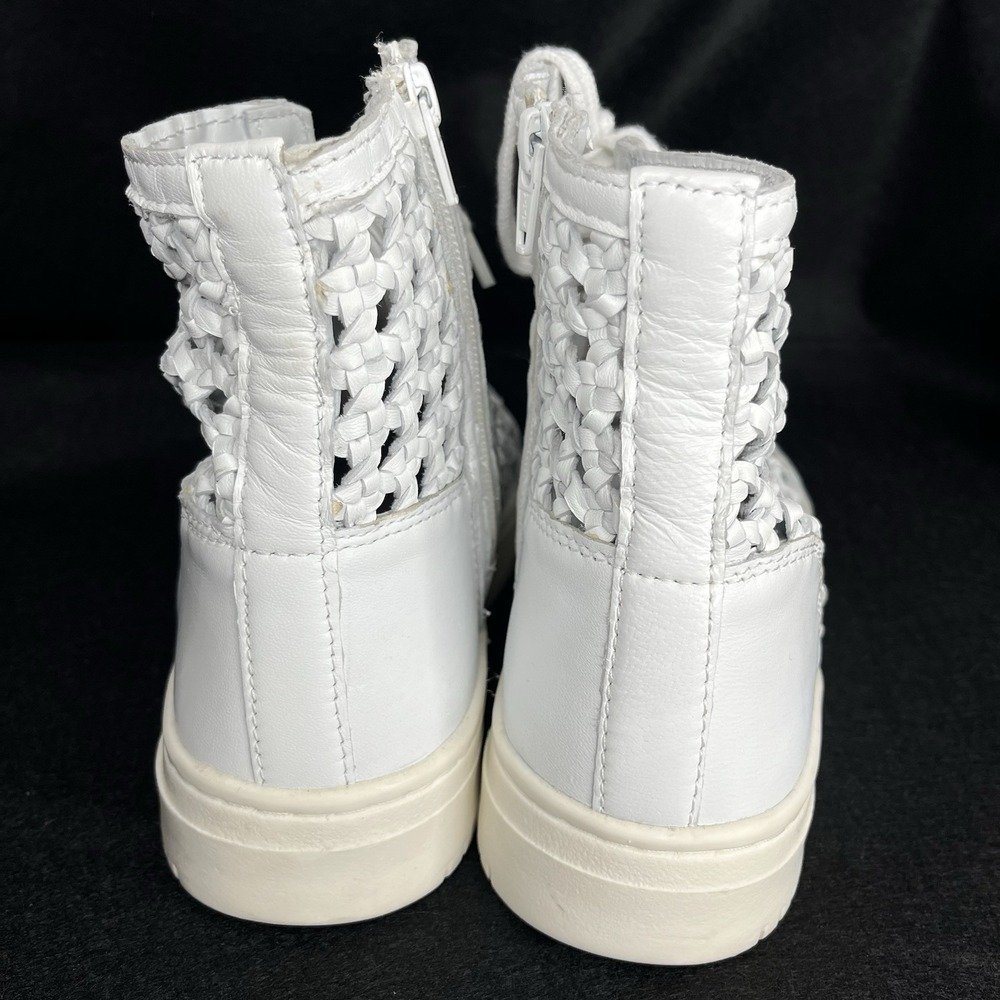 Free People Hayes High Top Sneakers Lace Up Side Zip Woven Ivory White 8.5 - Picture 7 of 12